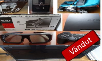 Televizor LCD Sony, consolă joc playstation 3, ochelari 3D Sony, adaptor 3D, espressor cafea Krups, mașina de tuns iarbă Gardena 05.10.2017