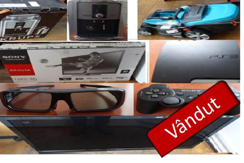 Televizor LCD Sony, consolă joc playstation 3, ochelari 3D Sony, adaptor 3D, espressor cafea Krups, mașina de tuns iarbă Gardena 05.10.2017